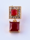 Red Gold Plated Zircon Square Earrings