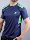 Blue/Parrot Green Athletic Fit Men's T-Shirt