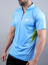 Sky Blue/Green Athletic Fit Men's T-Shirt