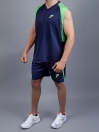 FIREOX Blue & Parrot Green Polyester Training Tank Top & Shorts for Men