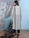 White & Black Digital Print Unstitched 2 Piece Suit for Women
