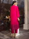 Fuchsia Embroidered Raw Silk  Unstitched Shirt for Women