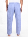 Blue/White Check Cotton Blend Trim Fit Stretch Pajama