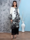 Black & White Printed Unstitched Lawn Shirt for Women