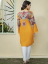 Mustard Printed Unstitched Lawn Shirt for Women