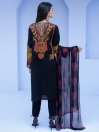 Black Slub Lawn Unstitched 2 Piece  Suit for Women