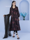 Black Printed Lawn Unstitched 2 Piece Suit for Women