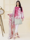 Grey, White & Pink Printed Lawn Unstitched 2 Piece Suit for Women