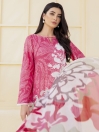 Grey, White & Pink Printed Lawn Unstitched 2 Piece Suit for Women