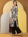 Off White Printed Winter Cotton Unstitched 2 Piece Suit for Women