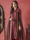Maroon Printed Jacquard Unstitched 2 Piece Suit for Women