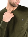 Men Olive Terry Solid Full Sleeves T-Shirt