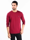 Men Burgundy Solid Full Sleeves T-Shirt