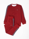 Little Boy Burgundy Striped Sweatsuit