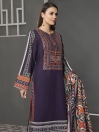 Purple Printed Slub Khaddar Unstitched 2 Piece Suit for Women