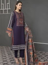 Purple Printed Slub Khaddar Unstitched 2 Piece Suit for Women