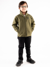 Olive Stand Up Collar Soft Shell Little Boy Jacket