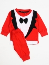 Summer Tuxedo Shirt and Trouser Set for Baby Boys - Red - 10008