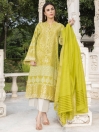 Green Printed Jacquard Unstitched 2 Piece Suit for Women