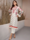 Off White Printed Lawn Unstitched Shirt for Women