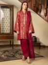 Red Printed Jacquard Unstitched 2 Piece Suit for Women