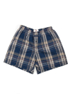 Men's Navy Blue & Green Woven Plaid Boxers Shorts With Button Fly Pack of 2