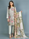 Beige Printed Lawn Stitched Suits for Women