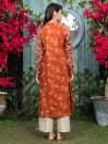 Orange Printed Lawn Unstitched Shirt for Women