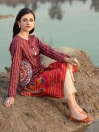 Red Printed Lawn Unstitched Shirt for Women