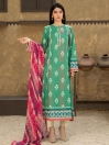 Green Printed Lawn Unstitched 3 Piece Suit for Women