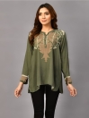 Green Printed Arabic Lawn  Stitched Shirt for Women
